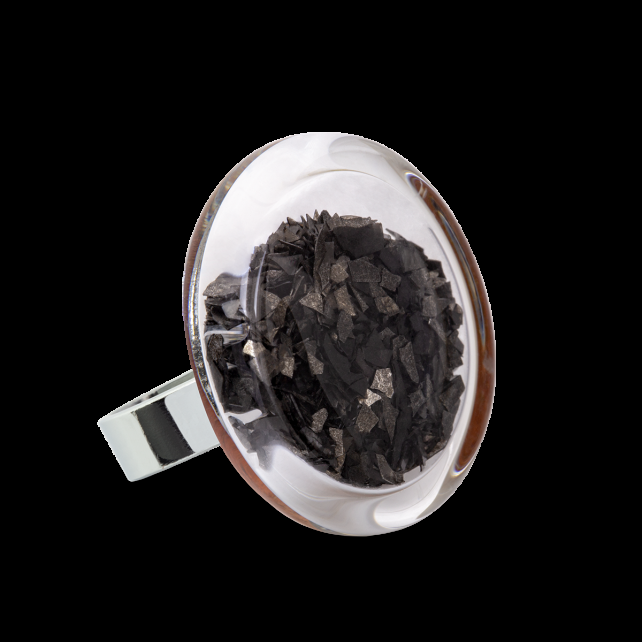 pylones Bague en verre soufflé - Cachou Medium Paillettes