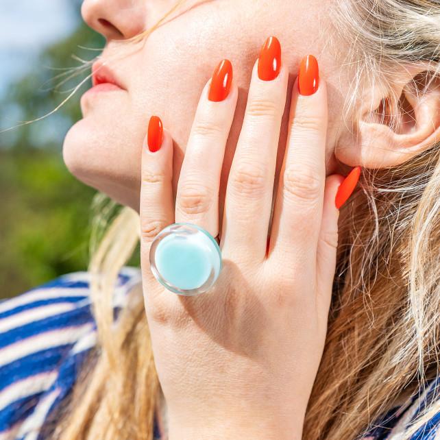 Pylones Bague En Verre Soufflé - Cachou Medium Pastel