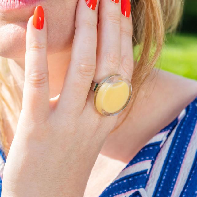 Pylones Bague En Verre Soufflé - Cachou Medium Pastel