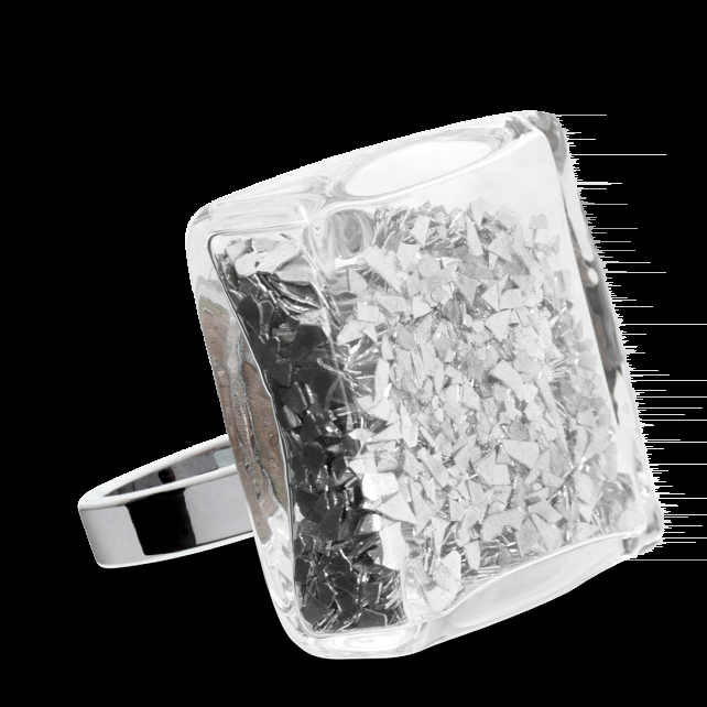 pylones Bague en verre soufflé - Carré Giga Paillettes