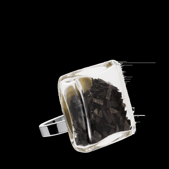 pylones Bague en verre soufflé - Carré Mini Paillettes