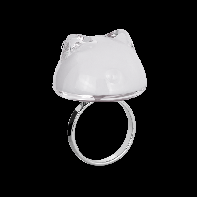 pylones Bague en verre soufflé - Chat Bulle Medium Milk