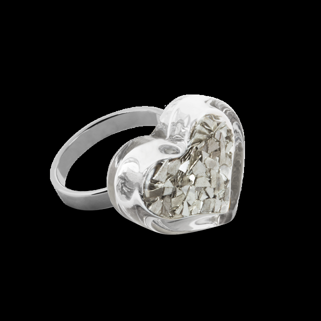 pylones Bague en verre soufflé - Coeur Nano Paillettes