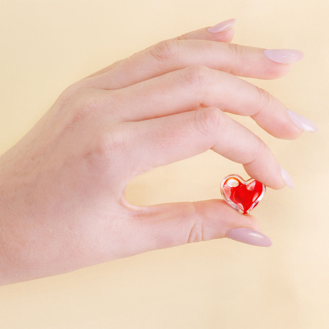Pylones Bague En Verre Soufflé - Coeur Nano Transparent