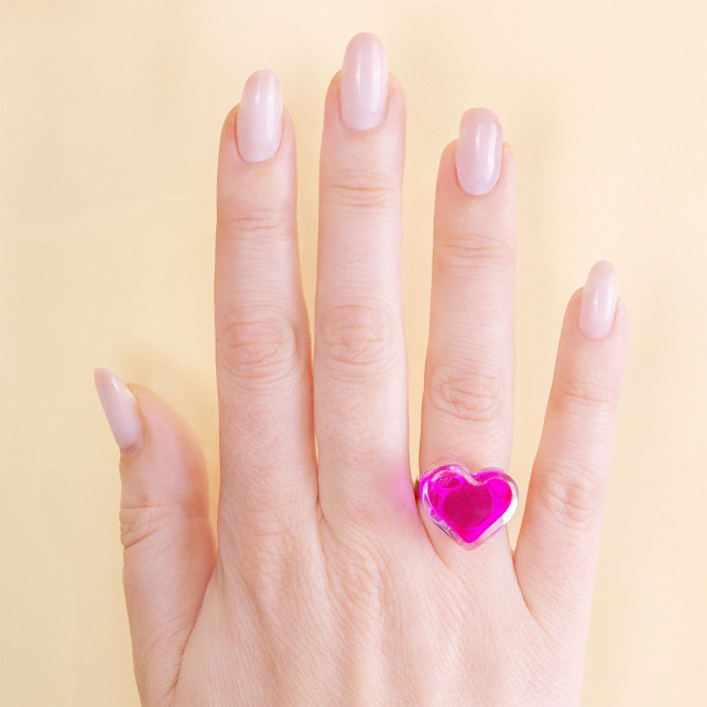 Pylones Bague En Verre Soufflé - Coeur Nano Transparent