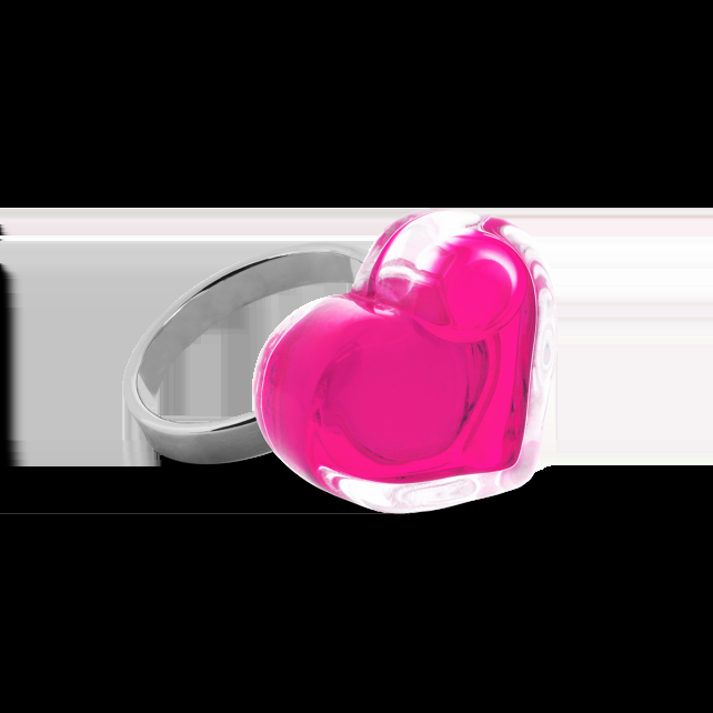 pylones Bague en verre soufflé - Coeur Nano transparent