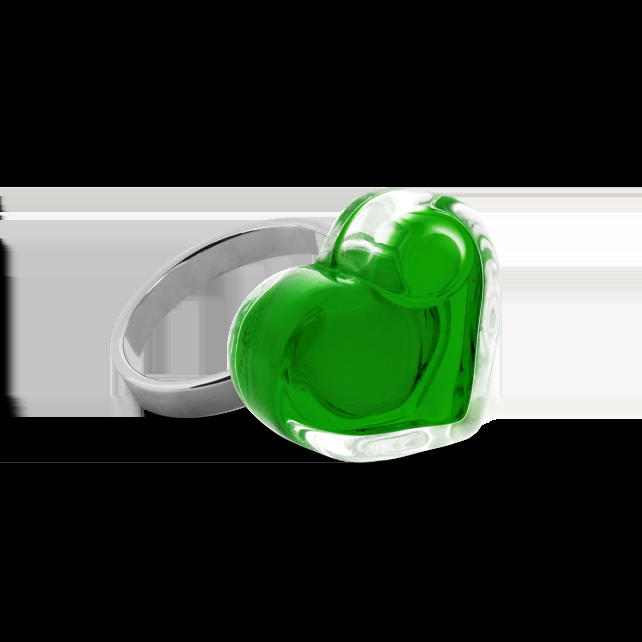pylones Bague en verre soufflé - Coeur Nano transparent