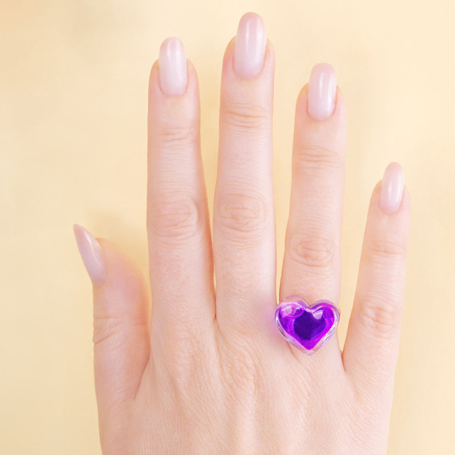 Pylones Bague En Verre Soufflé - Coeur Nano Transparent