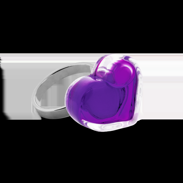 pylones Bague en verre soufflé - Coeur Nano transparent