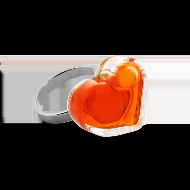 pylones Bague en verre soufflé - Coeur Nano transparent