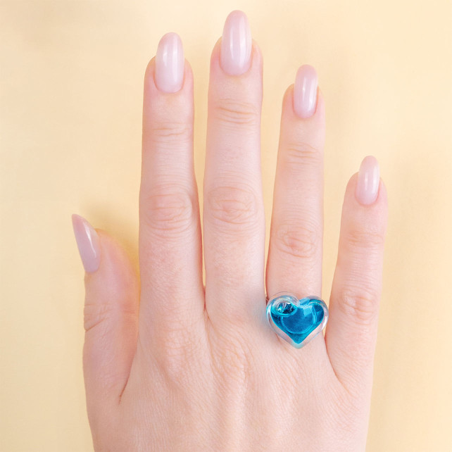 Pylones Bague En Verre Soufflé - Coeur Nano Transparent