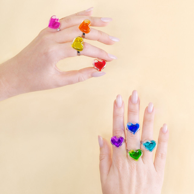 Pylones Bague En Verre Soufflé - Coeur Nano Transparent