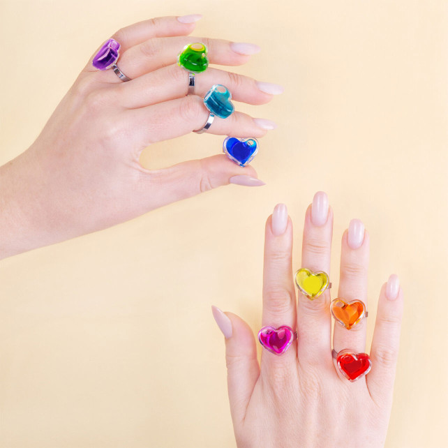 Pylones Bague En Verre Soufflé - Coeur Nano Transparent