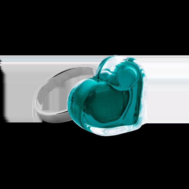 pylones Bague en verre soufflé - Coeur Nano transparent