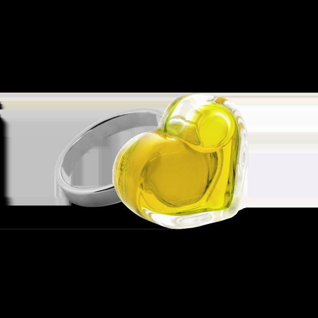 pylones Bague en verre soufflé - Coeur Nano transparent