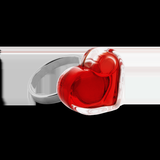 pylones Bague en verre soufflé - Coeur Nano transparent