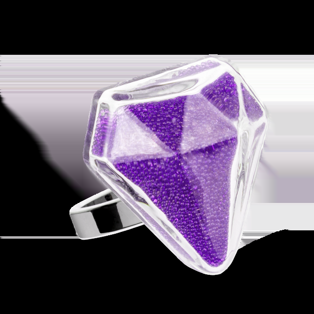 Pylones Bague En Verre Soufflé - Diamant Medium Billes