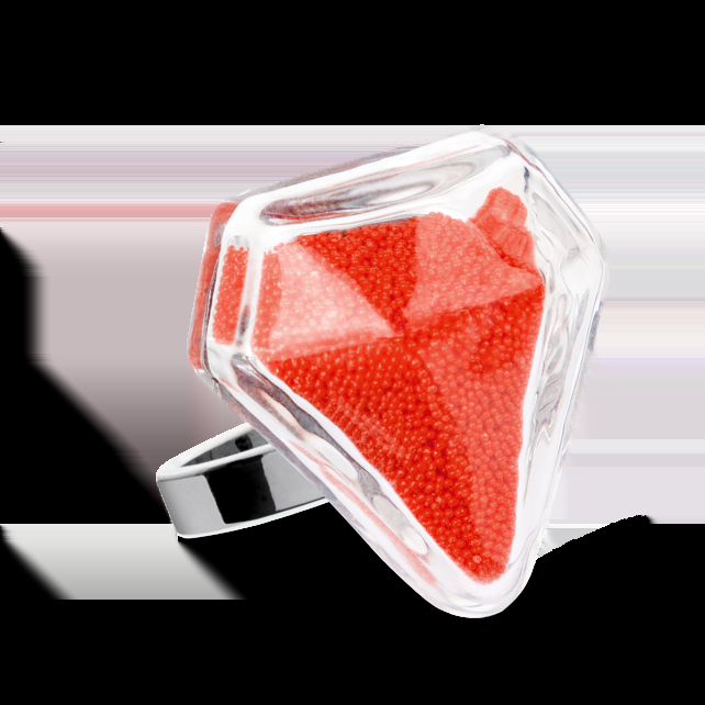 Pylones Bague En Verre Soufflé - Diamant Medium Billes