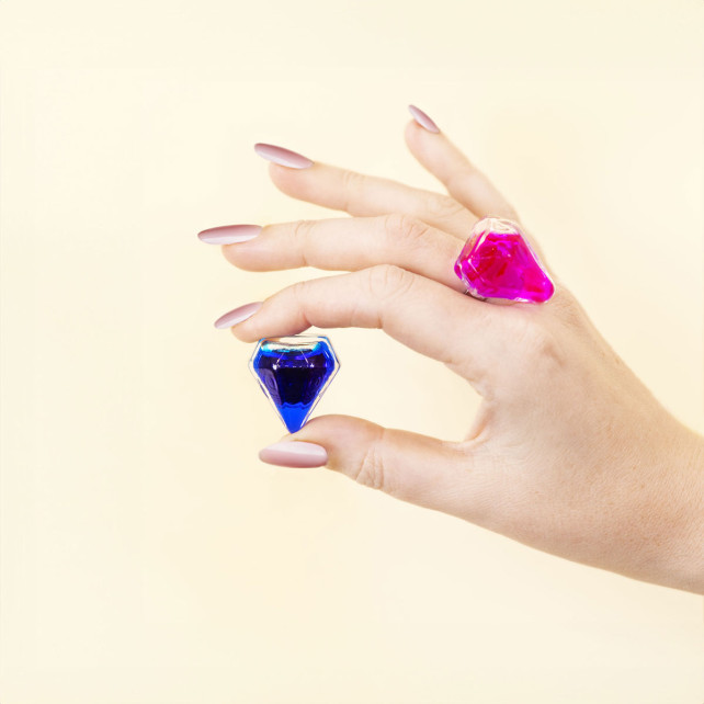 Pylones Bague En Verre Soufflé - Diamant Medium Transparent