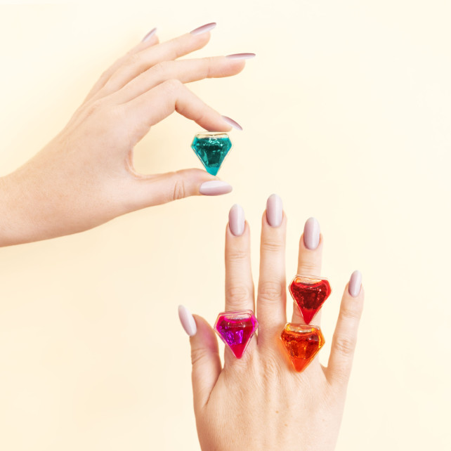 Pylones Bague En Verre Soufflé - Diamant Medium Transparent