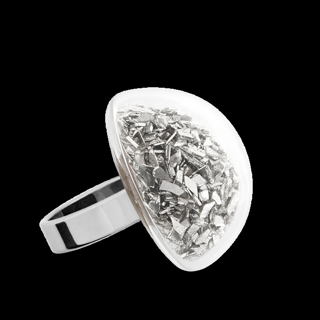 pylones Bague en verre soufflé - Dome Medium Paillettes