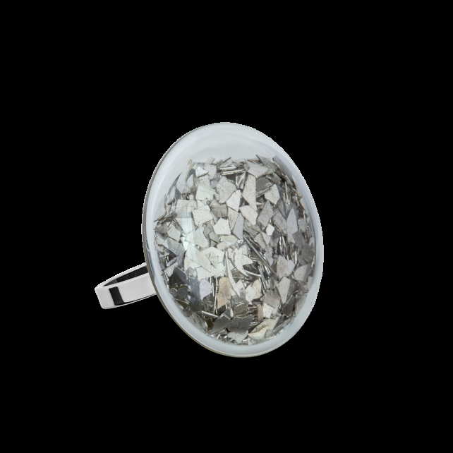 pylones Bague en verre soufflé - Galet Mini Paillettes