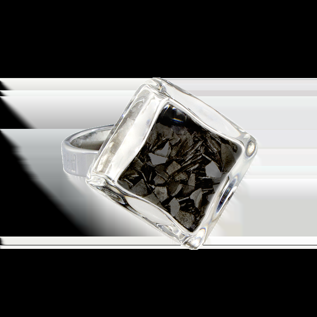 pylones Bague en verre soufflé - Losange Nano Paillettes