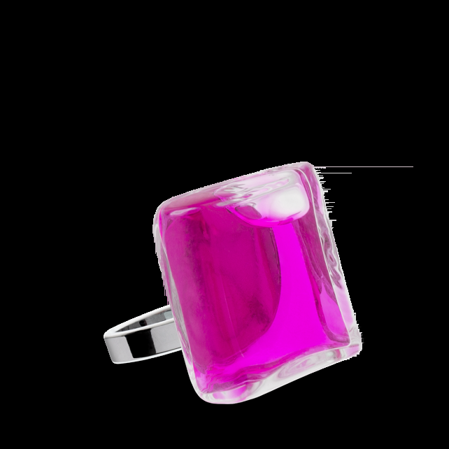 pylones Bague en verre soufflée - Carré Mini Transparent