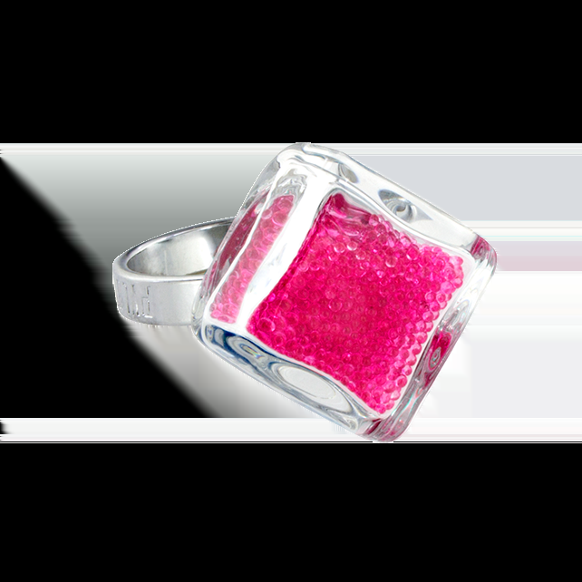 pylones Bague en verre soufflée - Losange Nano Billes