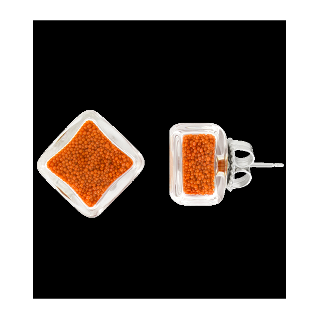pylones Boucles d'oreilles clou en verre soufflé - Carré Billes