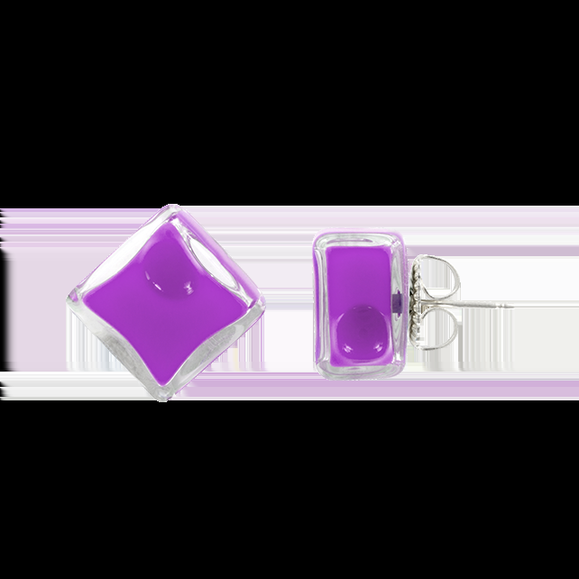 pylones Boucles d'oreilles clou en verre soufflé - Carré Milk