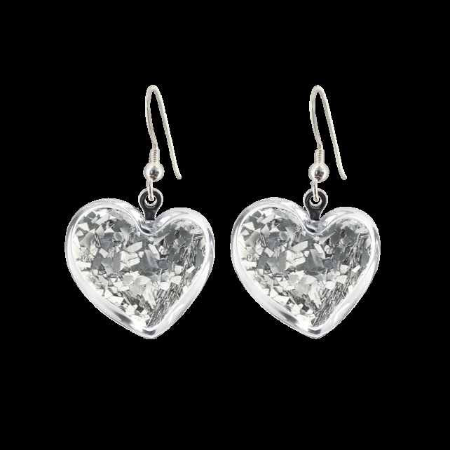 pylones Boucles d'oreilles crochet en verre soufflé - Coeur Paillettes