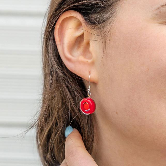 Pylones Boucles D'oreilles Crochet En Verre Soufflé - Duo Milk