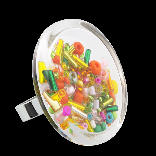 pylones Bague en verre soufflé - Cachou Giga Billes