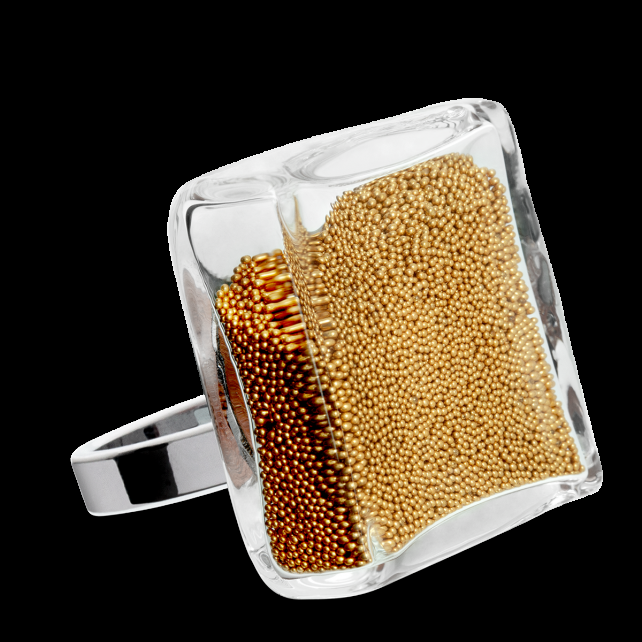 pylones Bague en verre soufflé - Carré Giga Billes