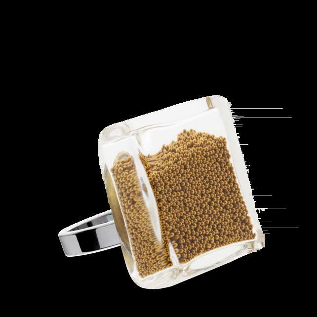 pylones Bague en verre soufflé - Carré Medium Billes