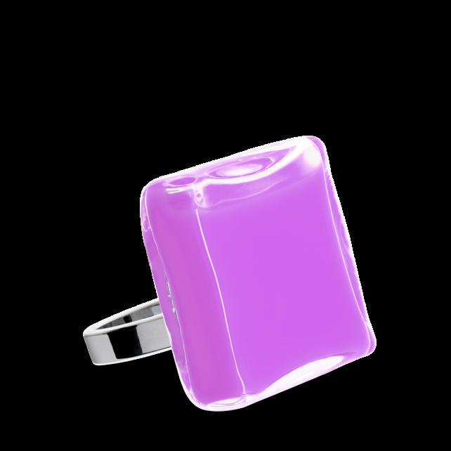 pylones Bague en verre soufflé - Carré Medium Milk