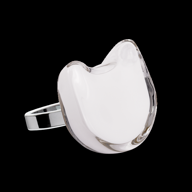 pylones Bague en verre soufflé - Chat Medium Milk