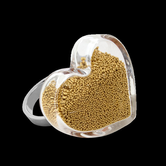 pylones Bague en verre soufflé - Coeur Medium Billes