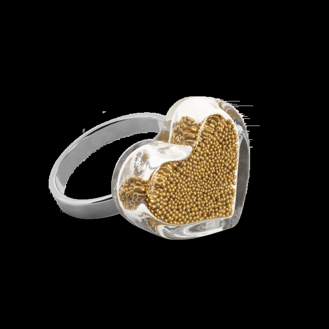 pylones Bague en verre soufflé - Coeur Nano Billes