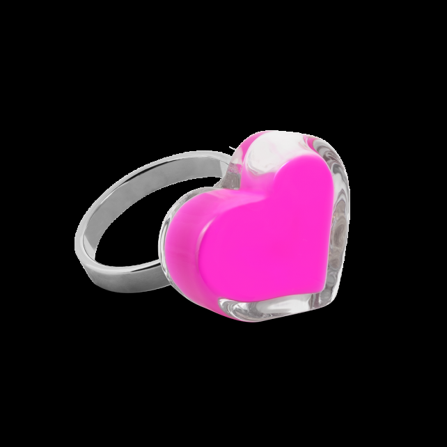 pylones Bague en verre soufflé - Coeur Nano Milk