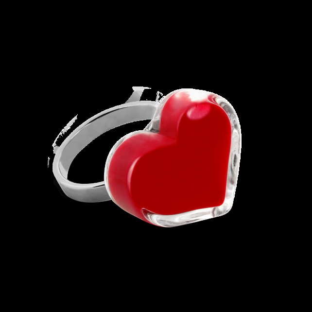 pylones Bague en verre soufflé - Coeur Nano Milk