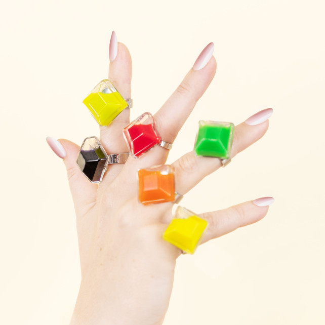 Pylones Bague En Verre Soufflé - Gaia Medium Milk