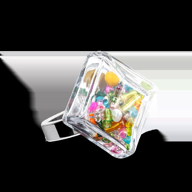 Pylones Bague En Verre Soufflé - Gaia Medium Perles