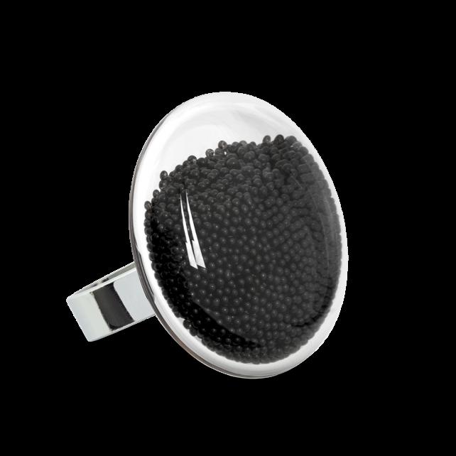 pylones Bague en verre soufflé - Galet Medium Billes