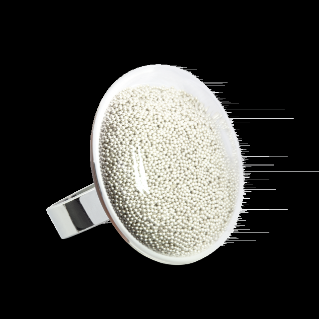 pylones Bague en verre soufflé - Galet Medium Billes