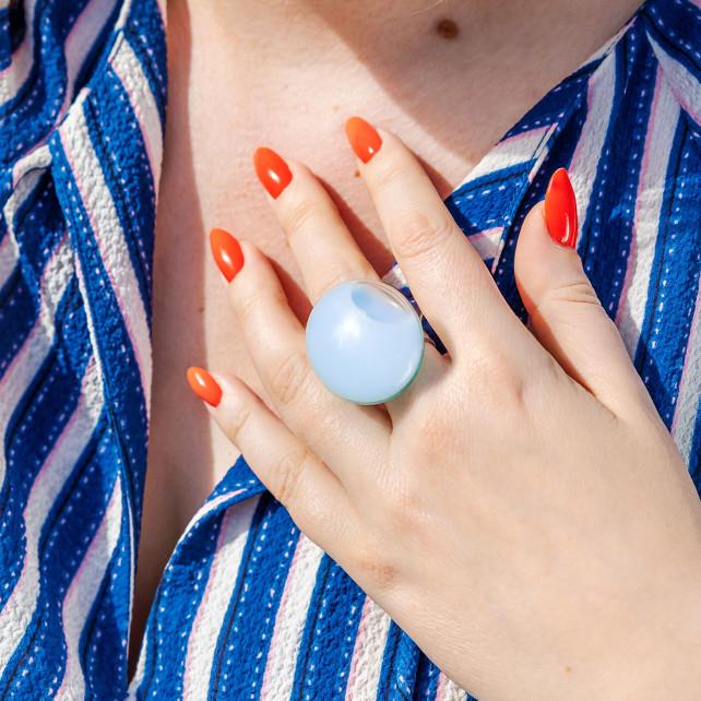 Pylones Bague En Verre Soufflé - Galet Medium Pastel