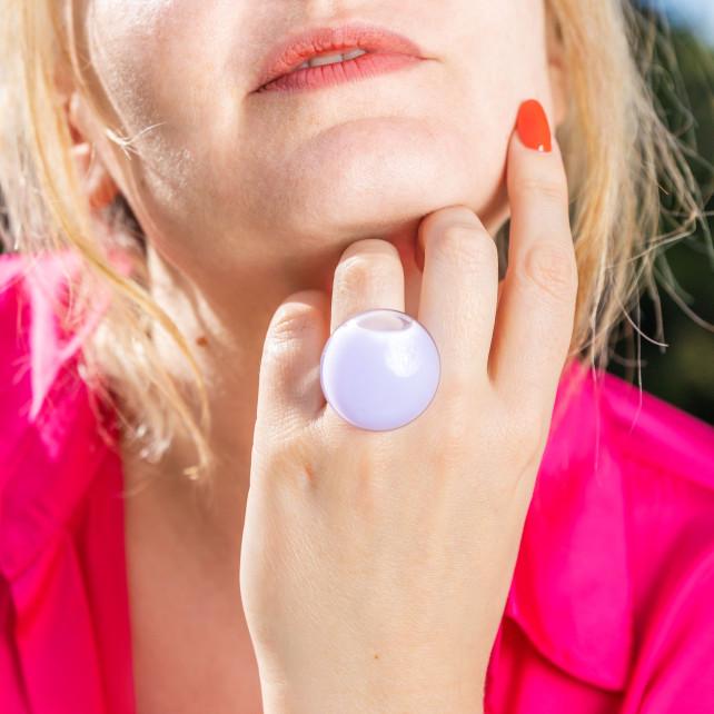 Pylones Bague En Verre Soufflé - Galet Medium Pastel