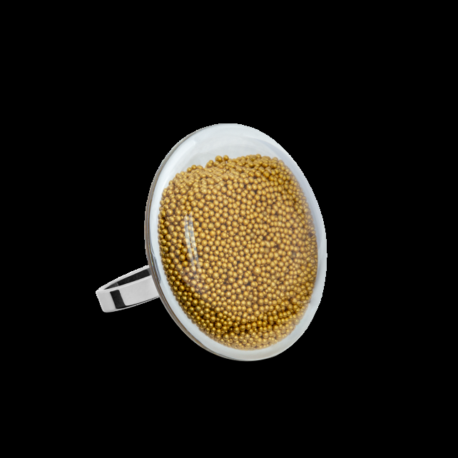 pylones Bague en verre soufflé - Galet Mini Billes