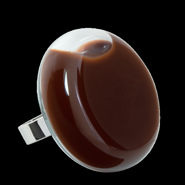 pylones Bague en verre soufflé - Platine Giga Milk